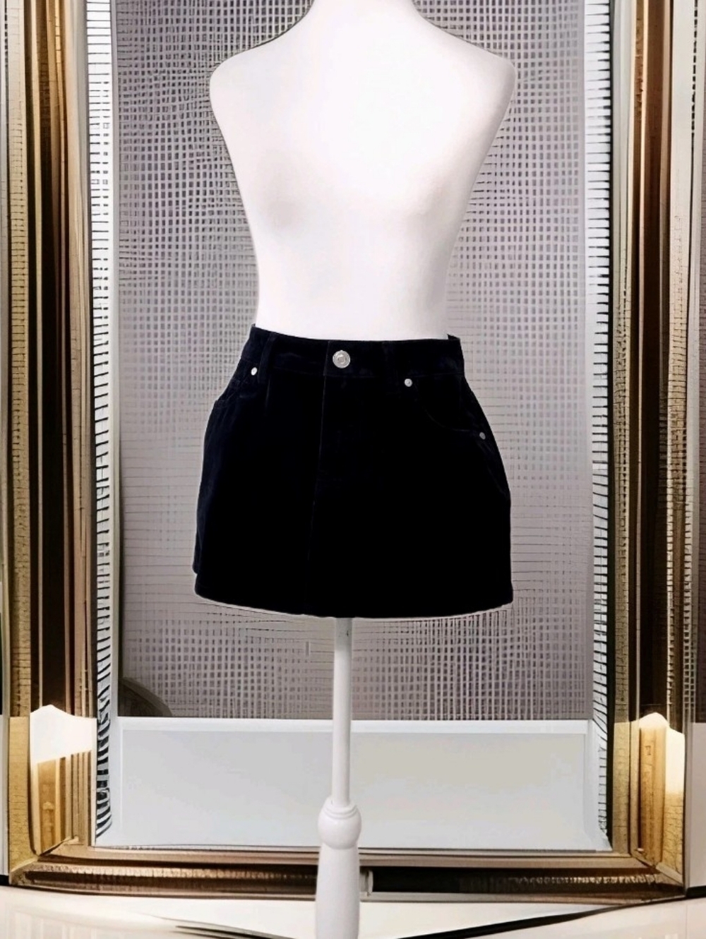Classic Velvet Navy Blue Mini Skirt – Women's Essential